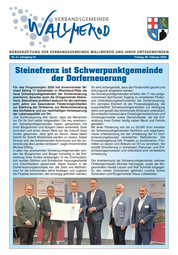 Wir über uns - Verbandsgemeinde Wallmerod Titelblatt 06/2026