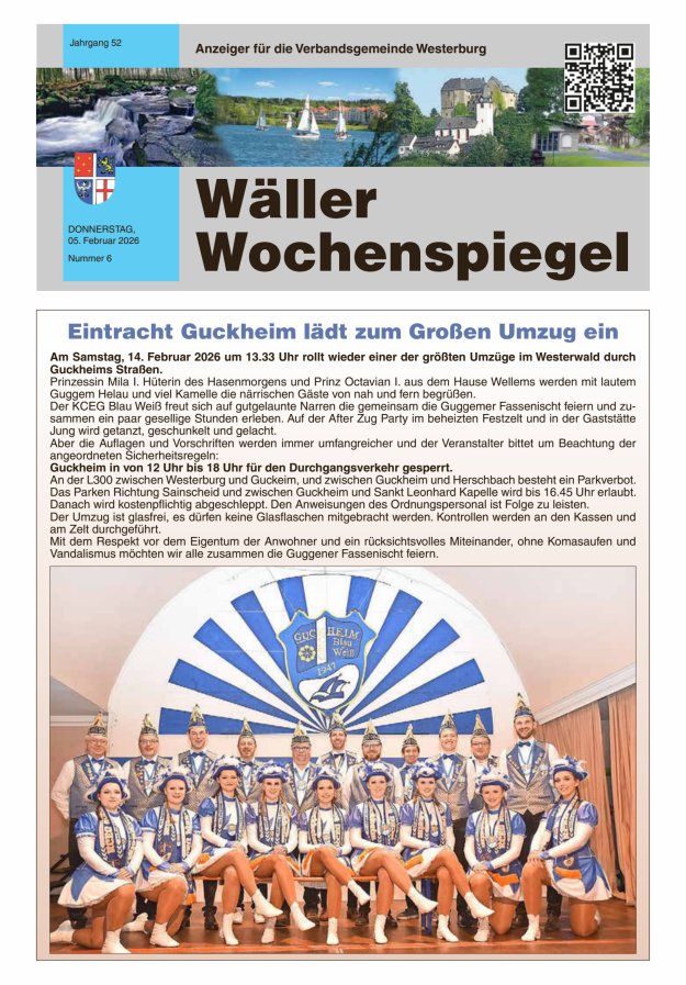 Wäller Wochenspiegel - Anzeiger für die Verbandsgemeinde Westerburg Titelblatt 06/2026