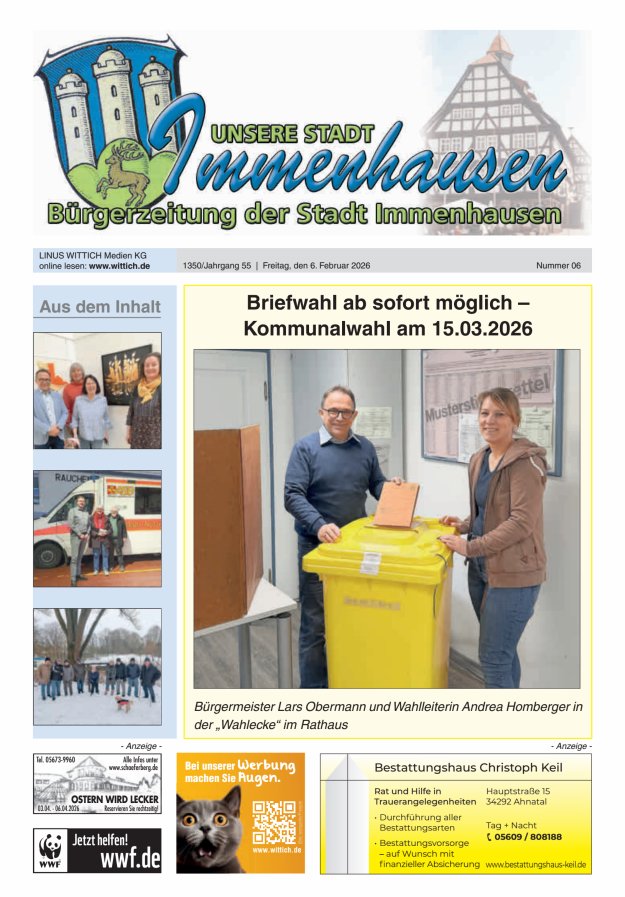 Unsere Stadt Immenhausen Titelblatt 06/2026