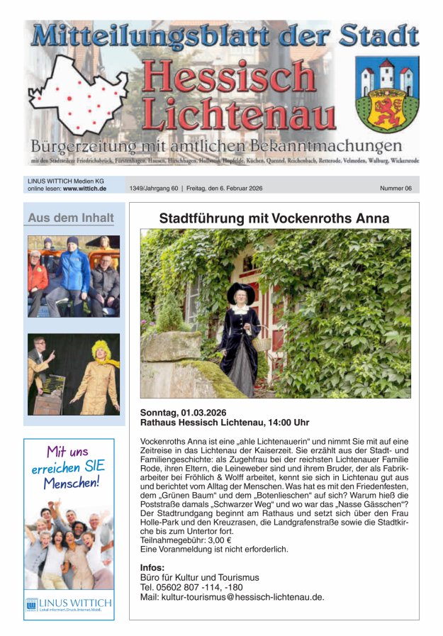 Mitteilungsblatt der Stadt Hess Lichtenau Titelblatt 06/2026