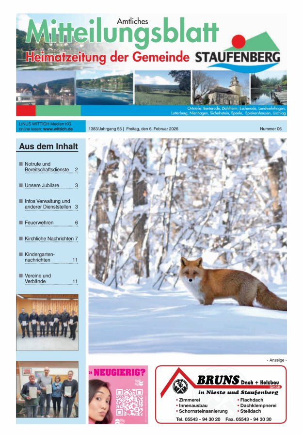 Heimatzeitung der Gemeinde Staufenberg Titelblatt 06/2026