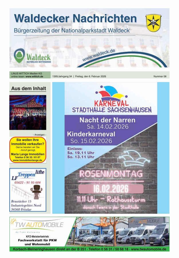 Waldecker Nachrichten Titelblatt 06/2026