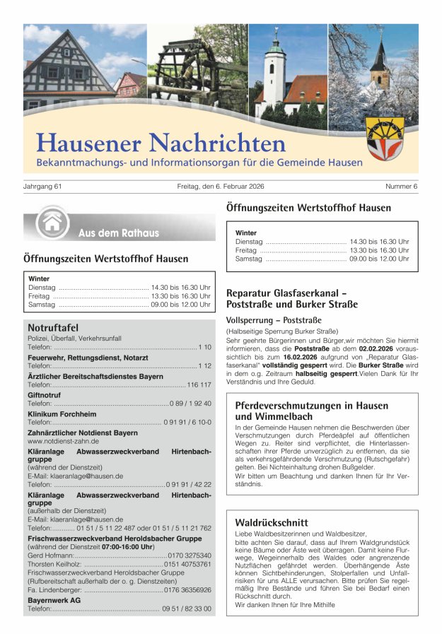 Hausener Nachrichten Titelblatt 06/2026