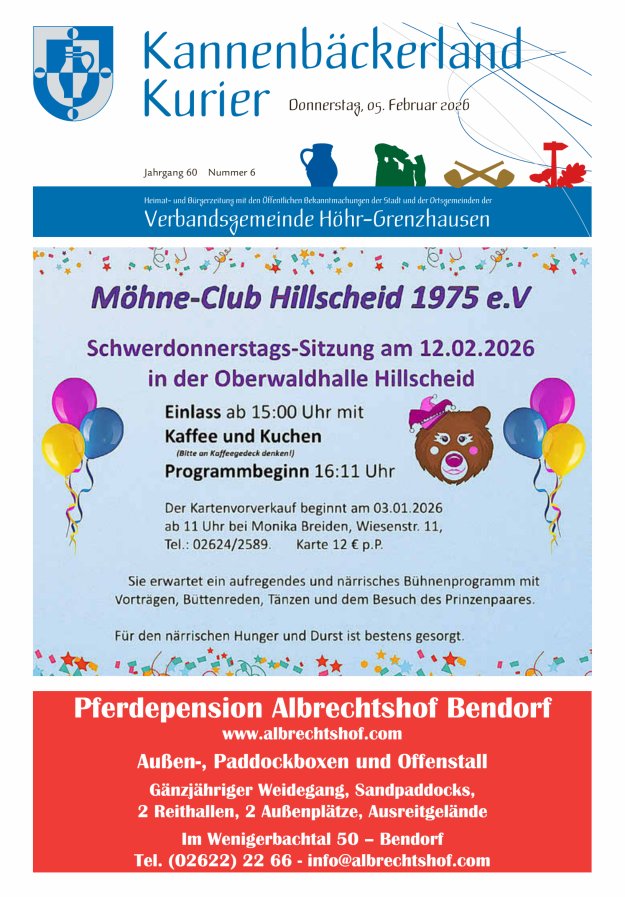 Kannenbäckerland-Kurier Verbandsgemeinde Höhr-Grenzhausen Titelblatt 06/2026