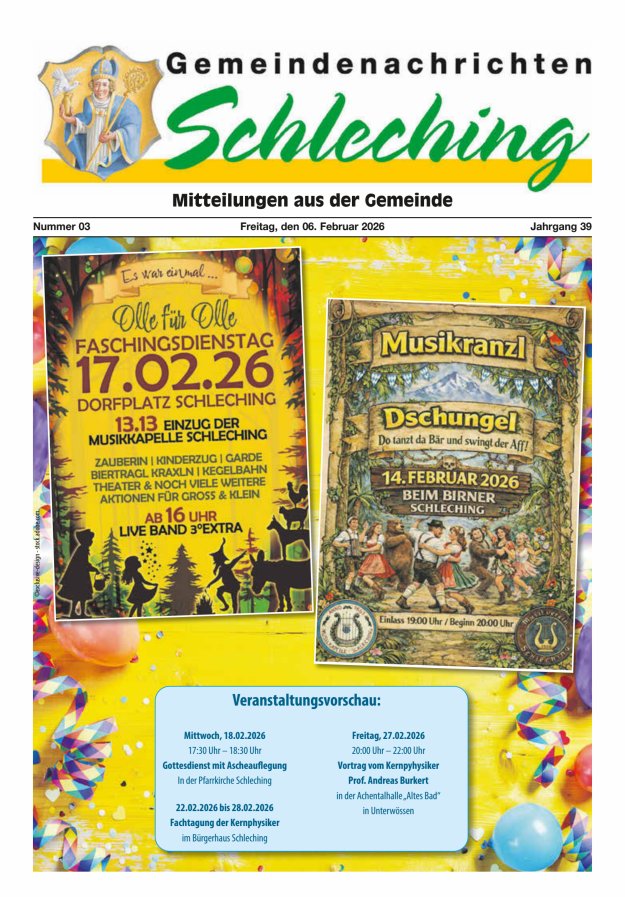 Gemeindenachrichten Schleching Titelblatt 03/2026