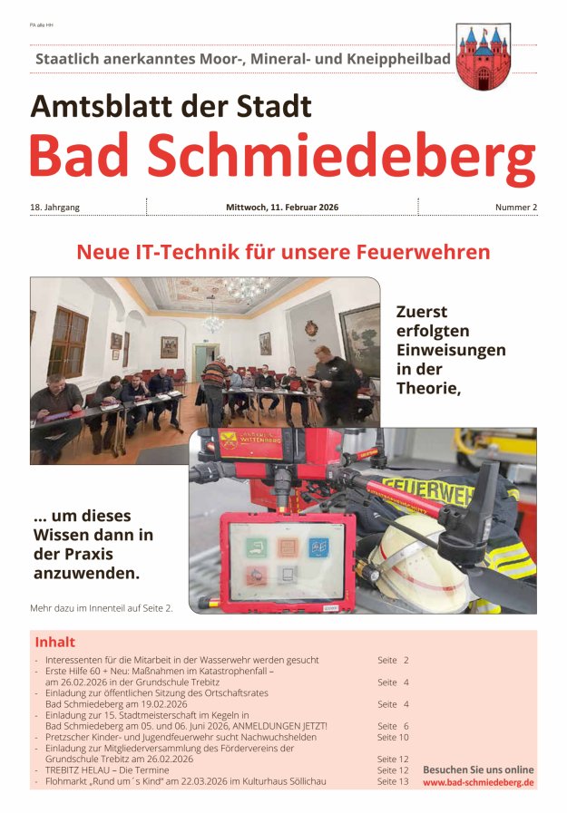 Amtsblatt der Stadt Bad Schmiedeberg Titelblatt 02/2026