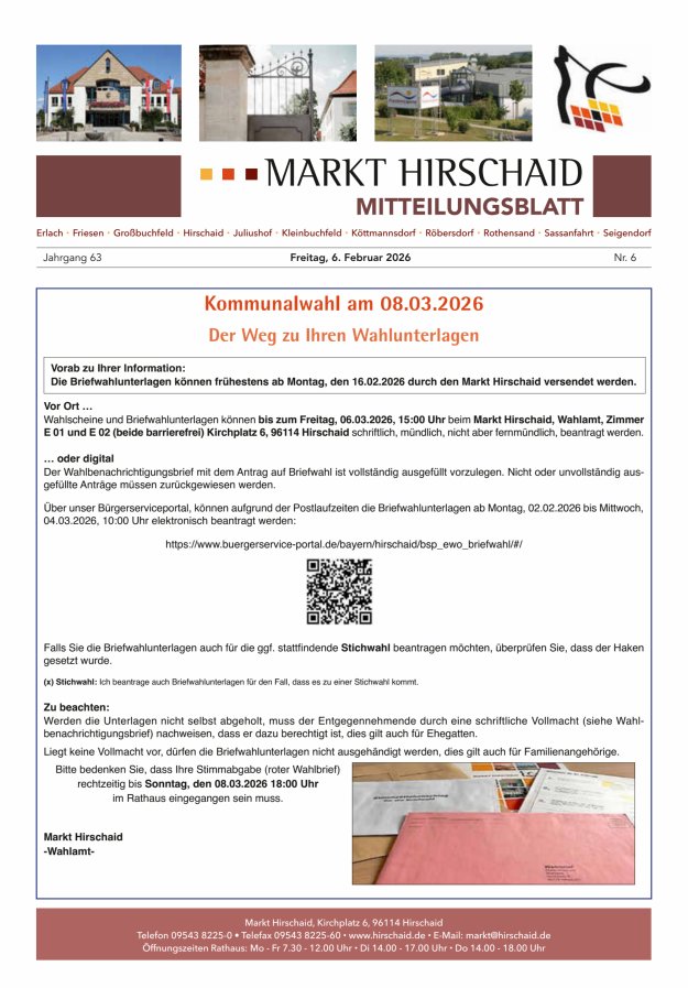Mitteilungsblatt Markt Hirschaid Titelblatt 06/2026