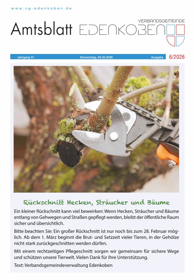Amtsblatt VG Edenkoben Titelblatt 06/2026