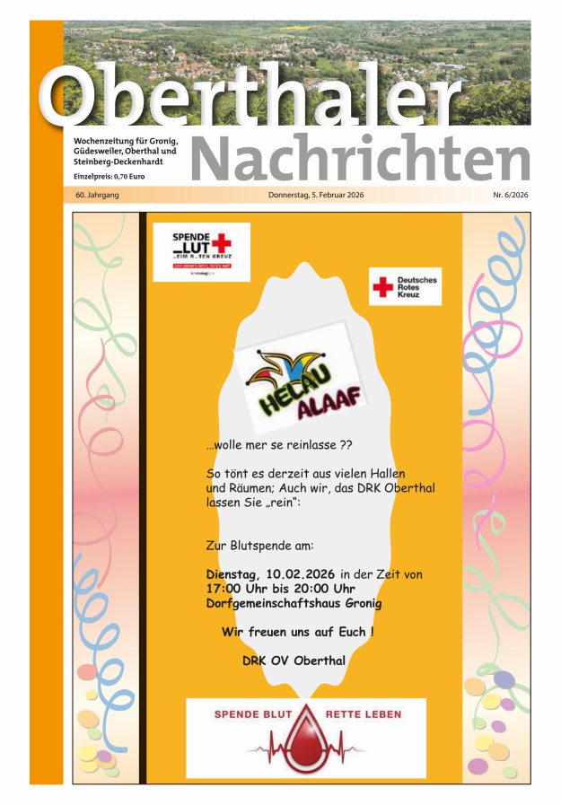 Oberthaler Nachrichten Titelblatt 06/2026