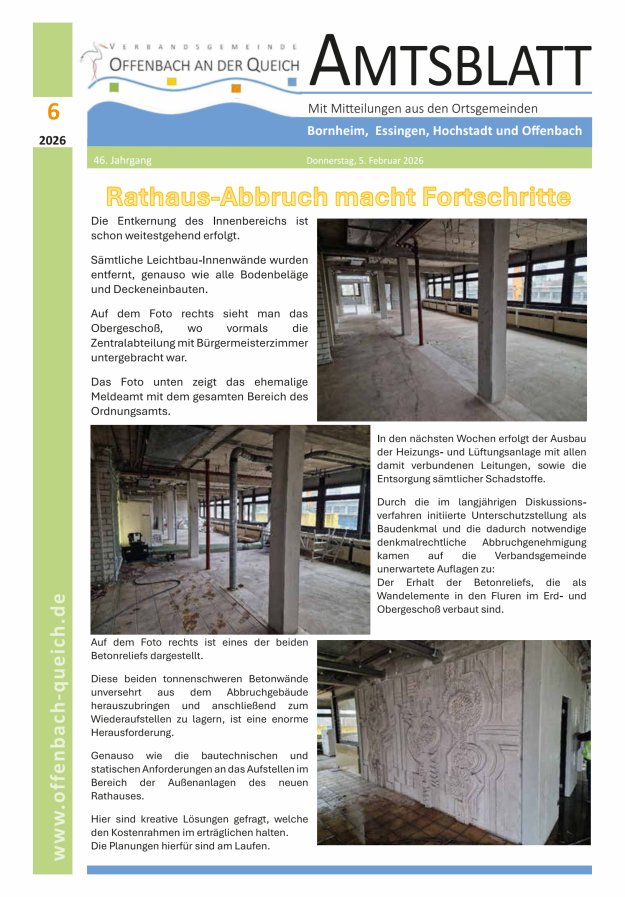 Amtsblatt VG Offenbach an der Queich Titelblatt 06/2026