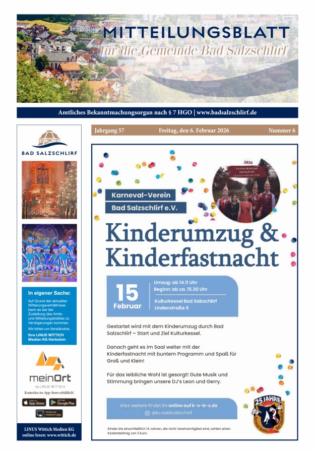 Amtliches Bekanntmachungsorgan der Gemeinde Bad Salzschlirf Titelblatt 06/2026