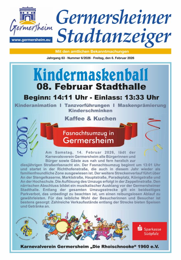 Germersheimer Stadtanzeiger Titelblatt 06/2026
