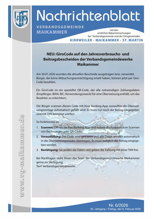Nachrichtenblatt VG Maikammer Titelblatt 06/2026