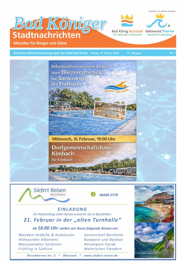 Bad Königer Stadtnachrichten und Badeblatt Titelblatt 07/2026