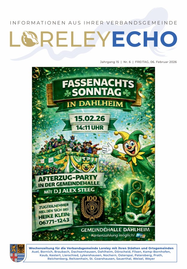 Loreley-Echo - Mitteilungsblatt der Verbandsgemeinde Loreley Titelblatt 06/2026