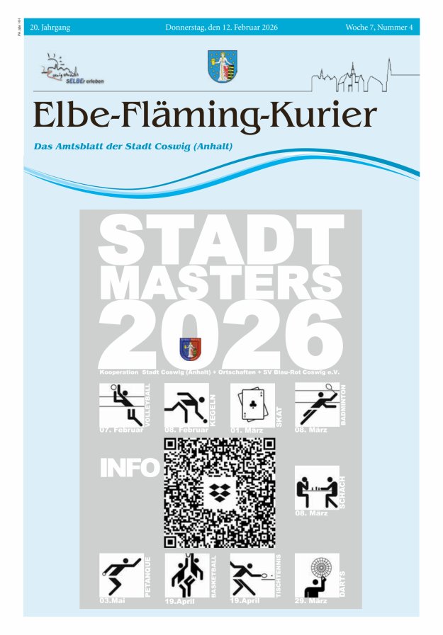 Elbe-Fläming-Kurier Das Amtsblatt der Stadt Coswig (Anhalt) Titelblatt 04/2026
