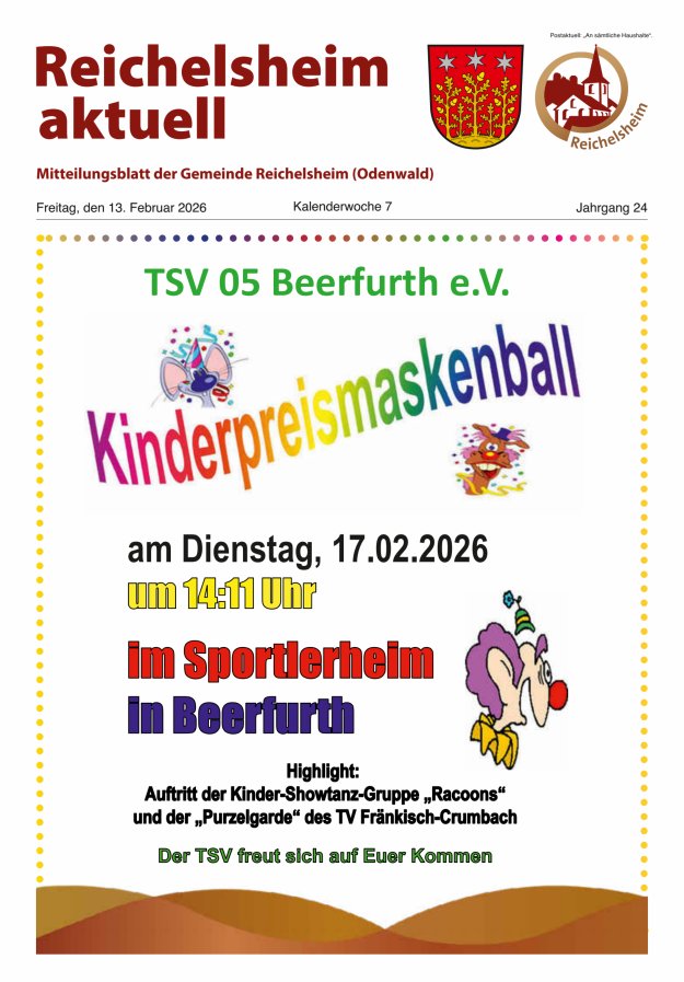 Reichelsheim aktuell - Amtsblatt der Gemeinde Reichelsheim(Odenwald) Titelblatt 07/2026