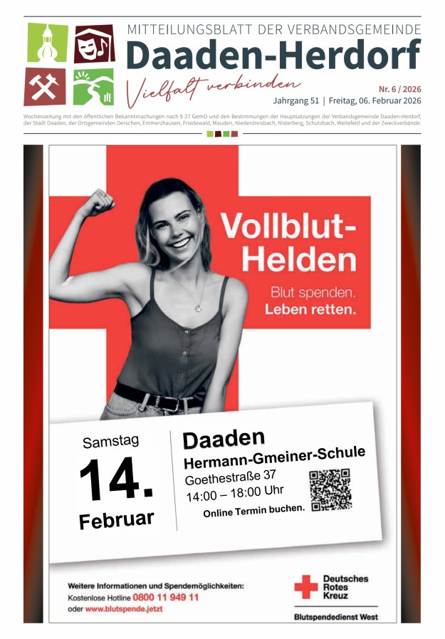 Mitteilungsblatt der Verbandsgemeinde Daaden-Herdorf Titelblatt 06/2026