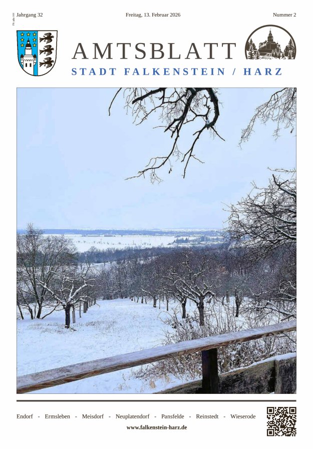 Amtsblatt der Stadt Falkenstein/Harz Titelblatt 02/2026