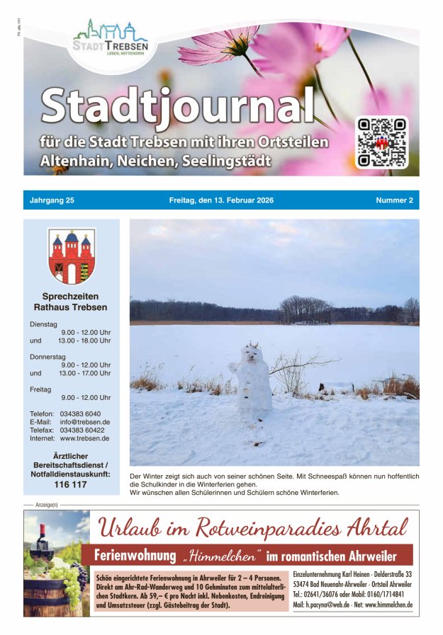 Stadtjournal der Stadt Trebsen mit ihren Ortsteilen Titelblatt 02/2026