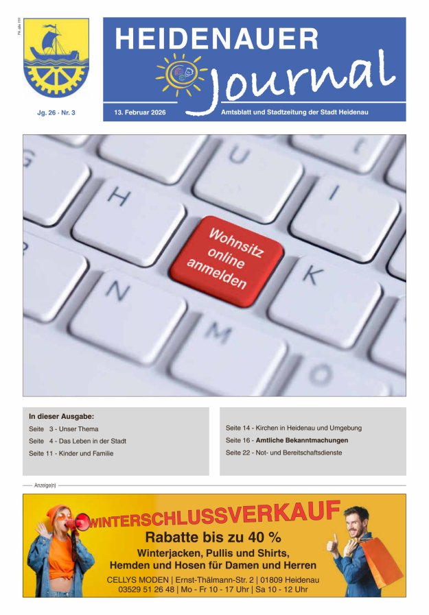 Heidenauer Journal - Amtsblatt und Stadtzeitung der Stadt Heidenau Titelblatt 03/2026