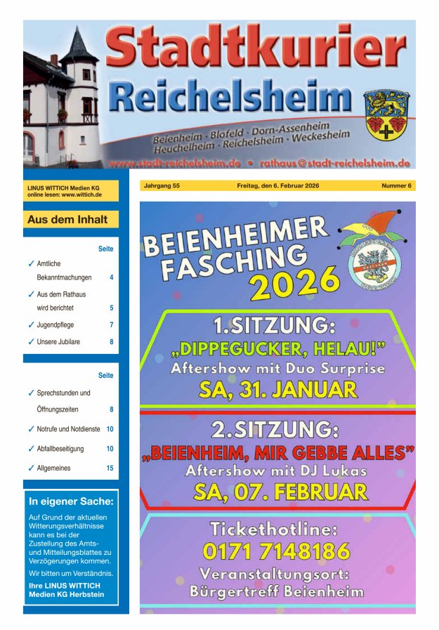 Stadtkurier Reichelsheim Titelblatt 06/2026