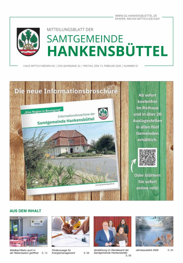 Mitteilungsblatt der Samtgemeinde Hankensbüttel Titelblatt 01/2026