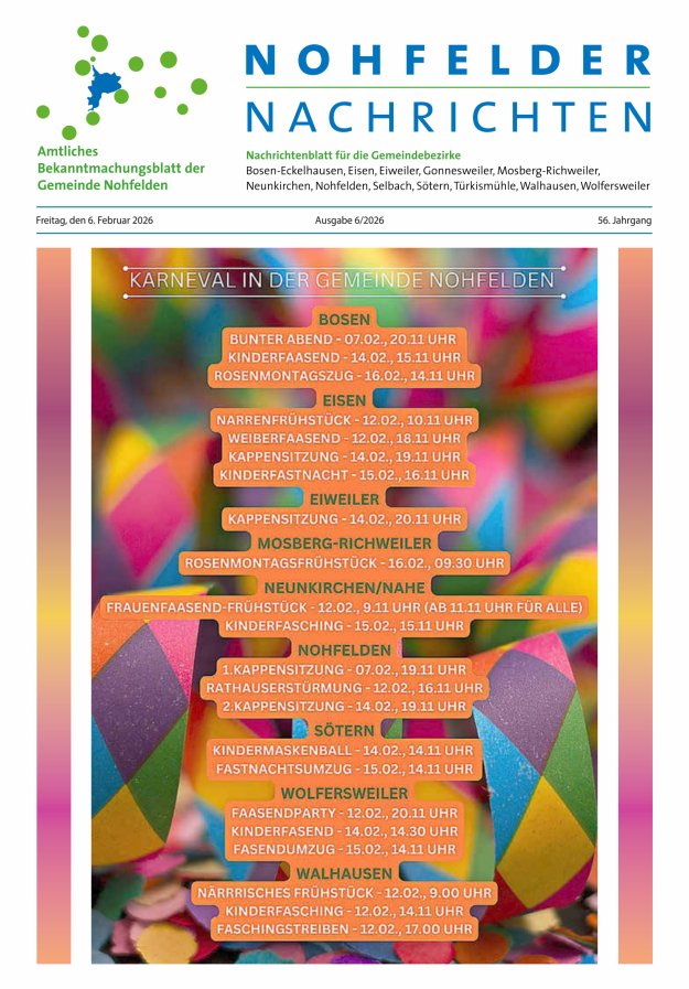 Nohfelder Nachrichten Titelblatt 06/2026