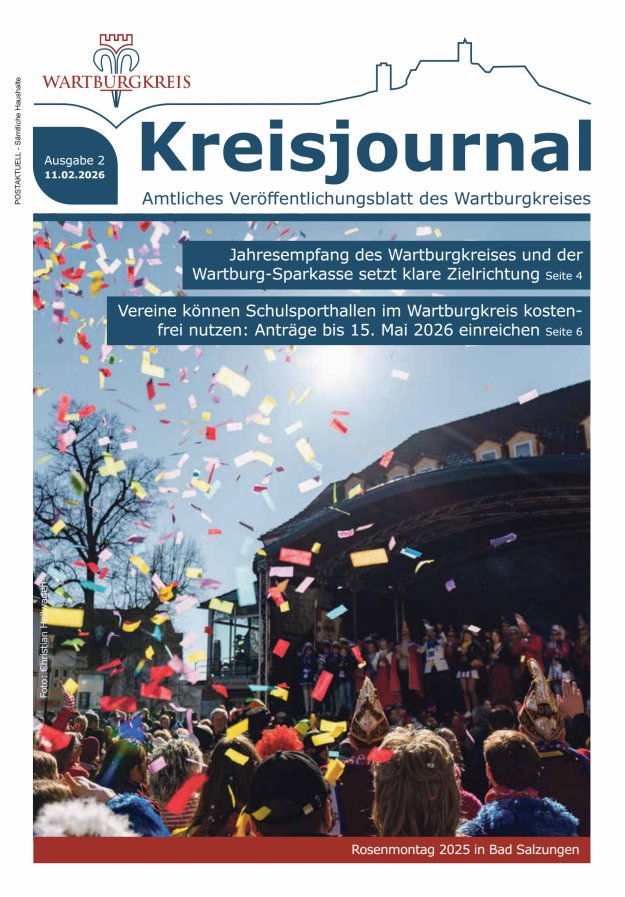 Kreisjournal - Amtliches Veröffentlichungsblatt des Wartburgkreises Titelblatt 02/2026