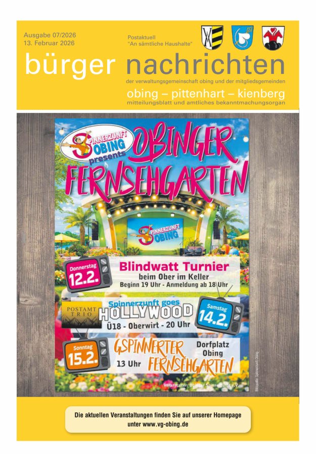 Bürger Nachrichten Obing Pittenhart Kienberg Titelblatt 07/2026