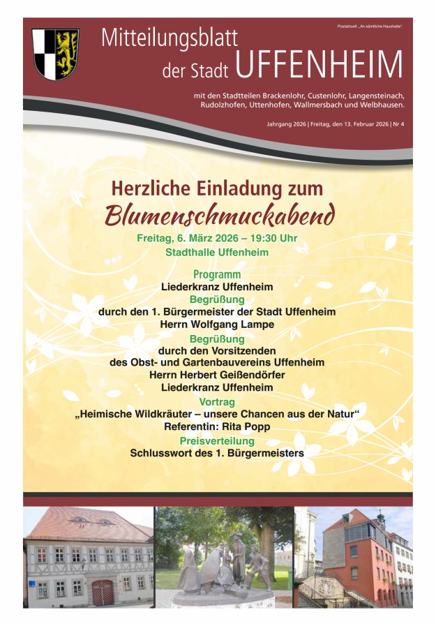 Mitteilungsblatt der Stadt Uffenheim Titelblatt 04/2026