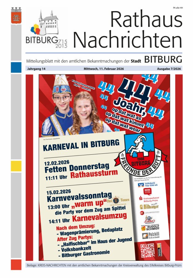Rathaus-Nachrichten Bitburg Titelblatt 07/2026