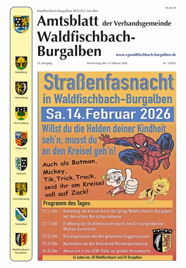 Amtsblatt der Verbandsgemeinde Waldfischbach-Burgalben Titelblatt 07/2026