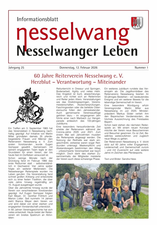Nesselwanger Leben - Informationsblatt Titelblatt 01/2026