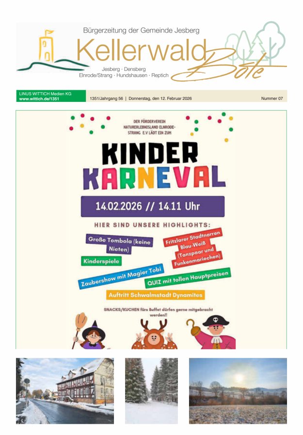 Kellerwaldbote - Bürgerzeitung der Gemeinde Jesberg Titelblatt 07/2026