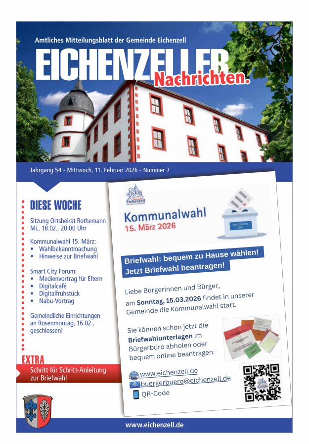 Amtliches Mitteilungsblatt der Gemeinde Eichenzell Titelblatt 07/2026
