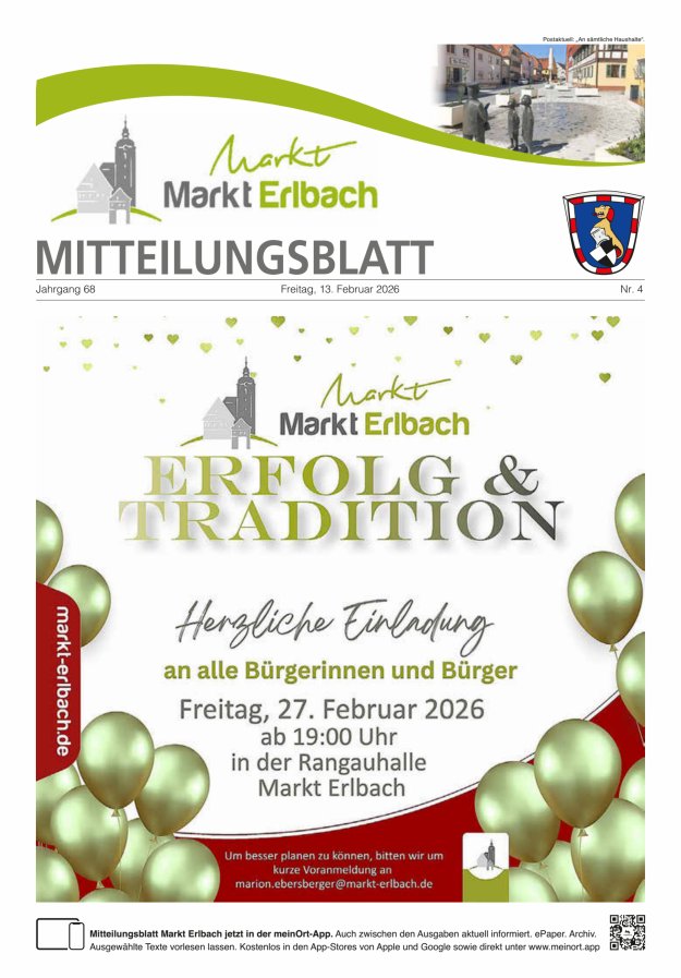 Mitteilungsblatt Markt Erlbach Titelblatt 04/2026