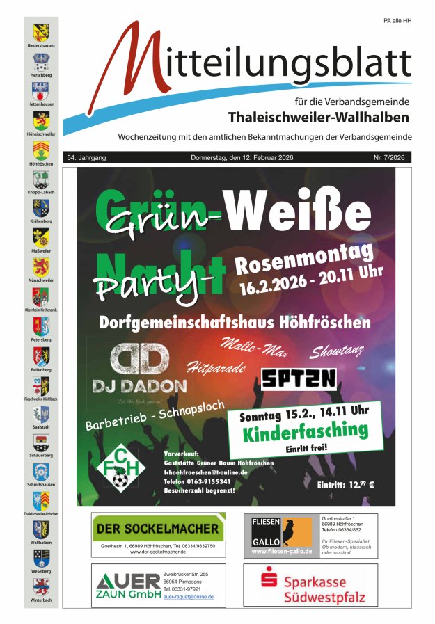 Mitteilungsblatt VG Thaleischweiler-Wallhalben Titelblatt 07/2026