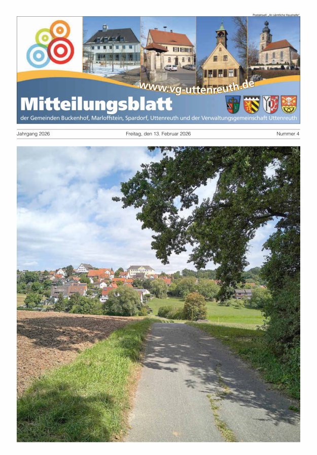 Mitteilungsblatt der Verwaltungsgemeinschaft Uttenreuth Titelblatt 04/2026