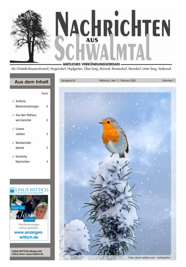 Nachrichten aus Schwalmtal Titelblatt 07/2026