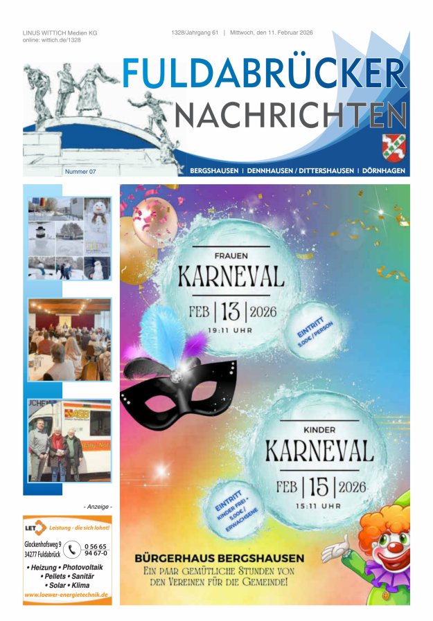 Fuldabrücker Nachrichten Titelblatt 07/2026