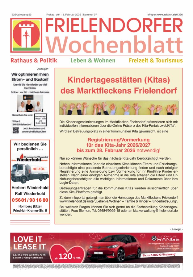 Frielendorfer Wochenblatt Titelblatt 07/2026