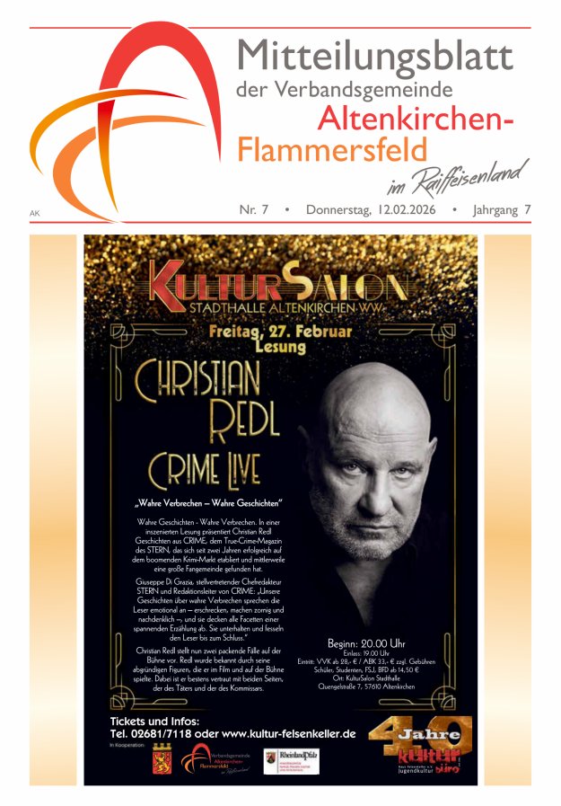 Mitteilungsblatt Verbandsgemeinde Altenkirchen-Flammersfeld Titelblatt 07/2026