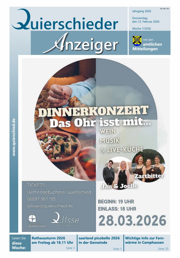 Quierschieder Anzeiger Titelblatt 07/2026