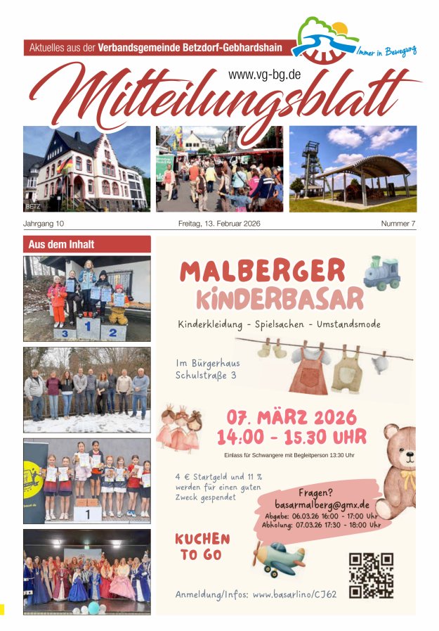 Aktuelles aus der VG Betzdorf-Gebhardshain, Ausgabe Betzdorf Titelblatt 07/2026