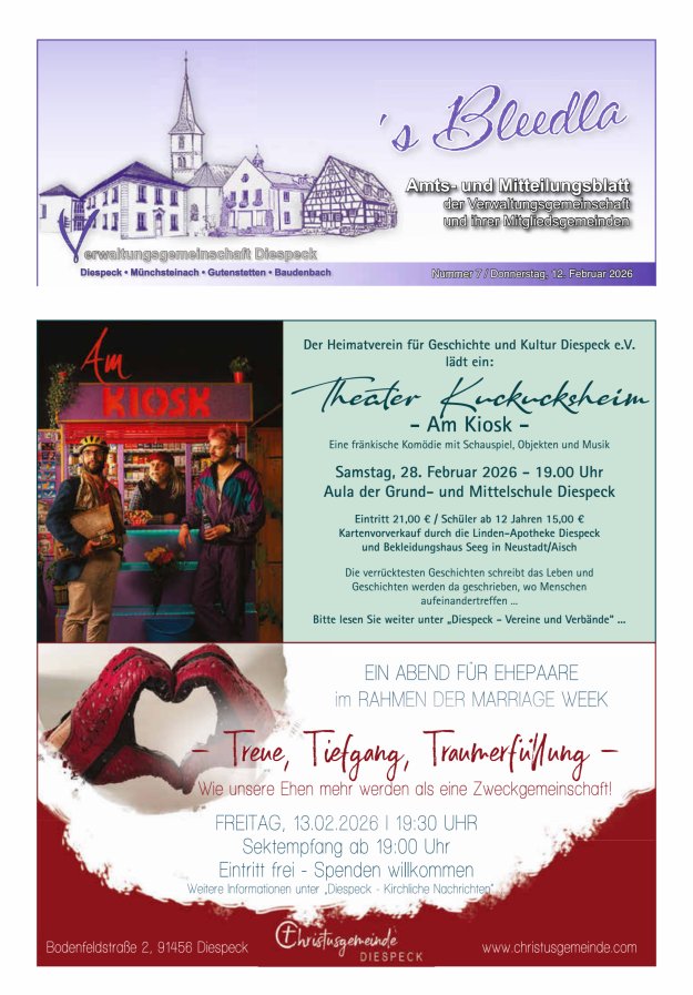 Amts- und Mitteilungsblatt VGem Diespeck Titelblatt 07/2026
