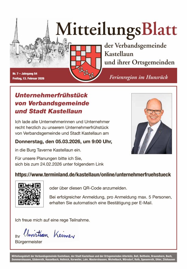 Mitteilungsblatt Kastellaun Titelblatt 07/2026