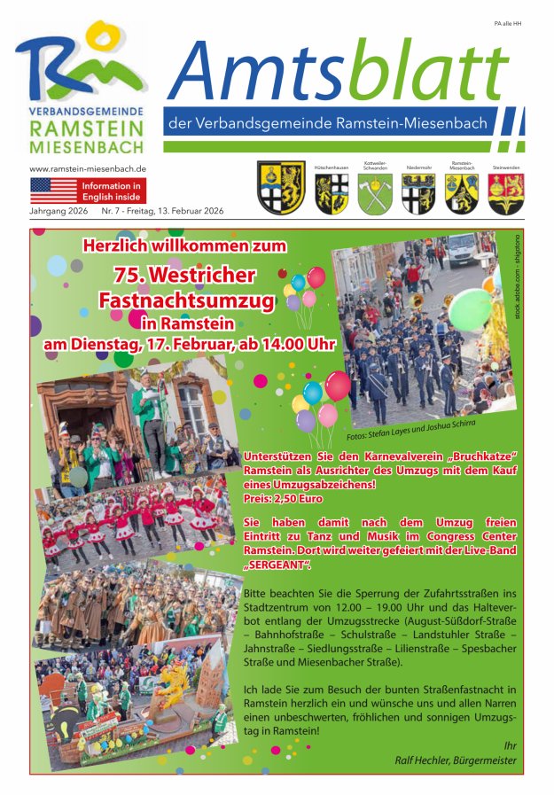 Amtsblatt VG Ramstein-Miesenbach Titelblatt 07/2026