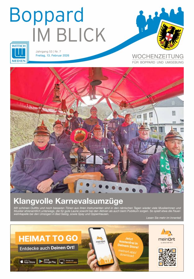 Boppard im Blick - Heimatzeitung für die Stadt Boppard Titelblatt 07/2026