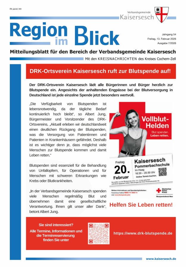 Region im Blick VG Kaisersesch Titelblatt 07/2026